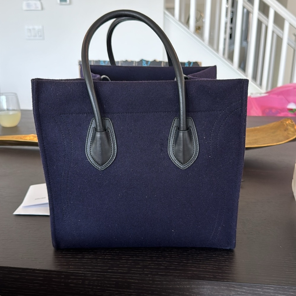 Celine phoebe Philo Phantom Bag Medium in blue/purple felt - Picture 8 of 11